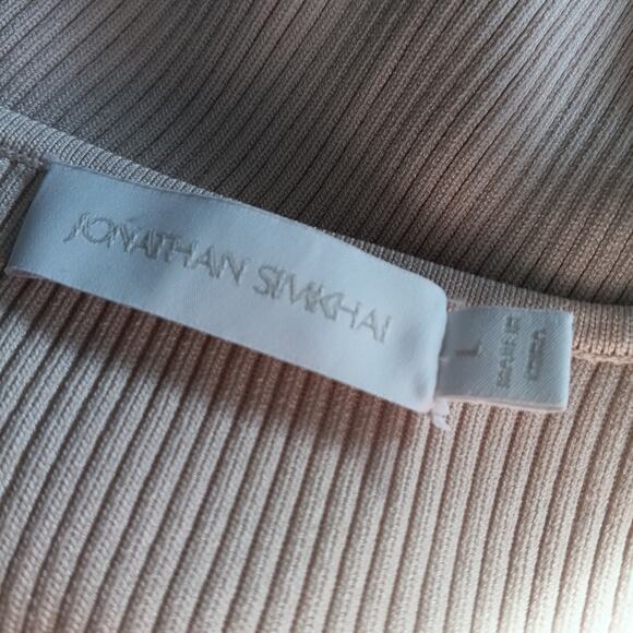 Jonathan Simkhai Abia Cream Ribbed Sweetheart Crop Top L - Picture 6 of 7